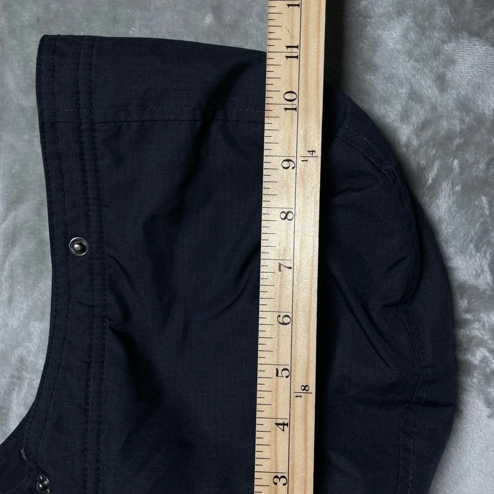 Hollister Navy Blue‎ All-Weather Jacket Fleece Lined Removable Hood XS No Fur